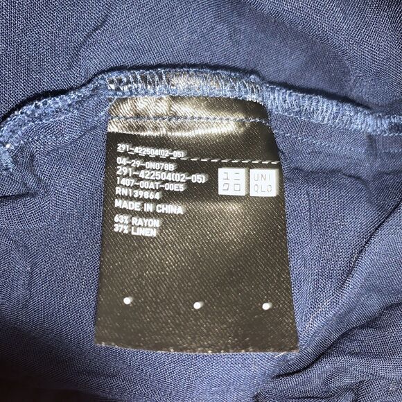 Women’s UNIQLO Blue Wide Leg jumpsuit Size XSmall Sleeveless Linen Blend - Picture 7 of 7